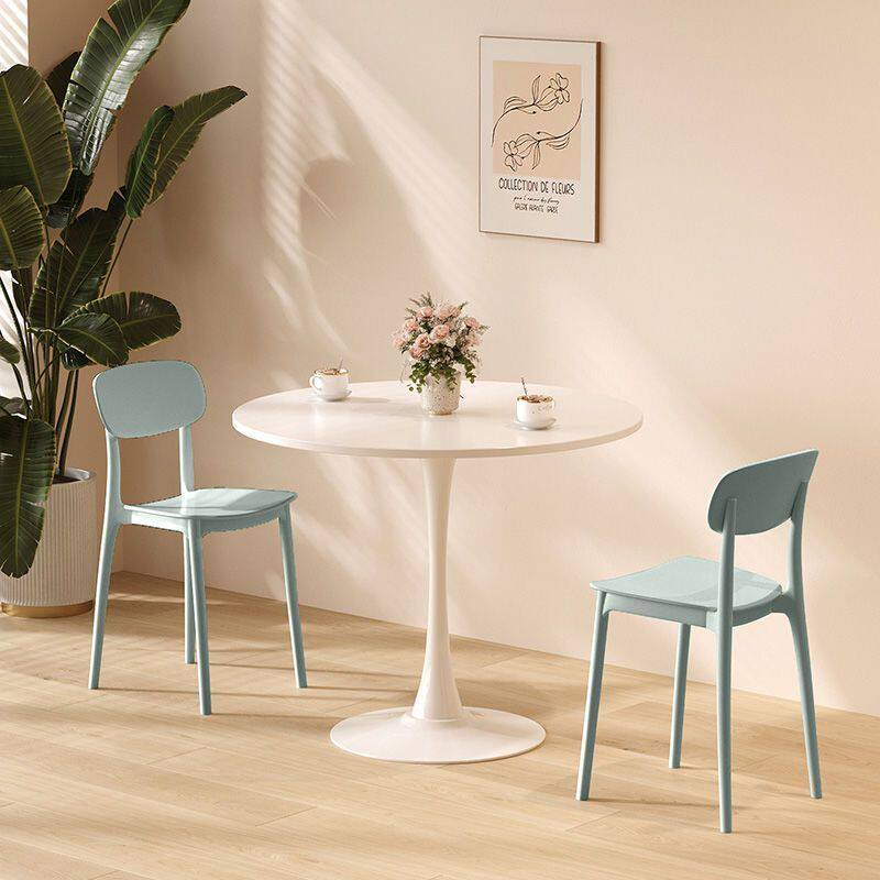 黑色小圆桌简约餐桌咖啡奶茶店阳台茶几休闲郁金香会客洽谈桌