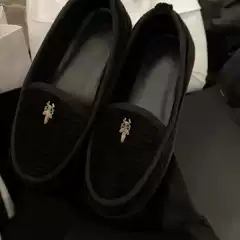 Dark Retro Loafers for Men and Women, Corduroy Slip-On Pleated Flat Loafers, Thick-Soled Old Money Style Bread Shoes