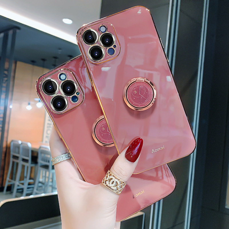 For Apple 14 phone case iPhone13promax silicone soft case 12p clock ring mini female mobile phone