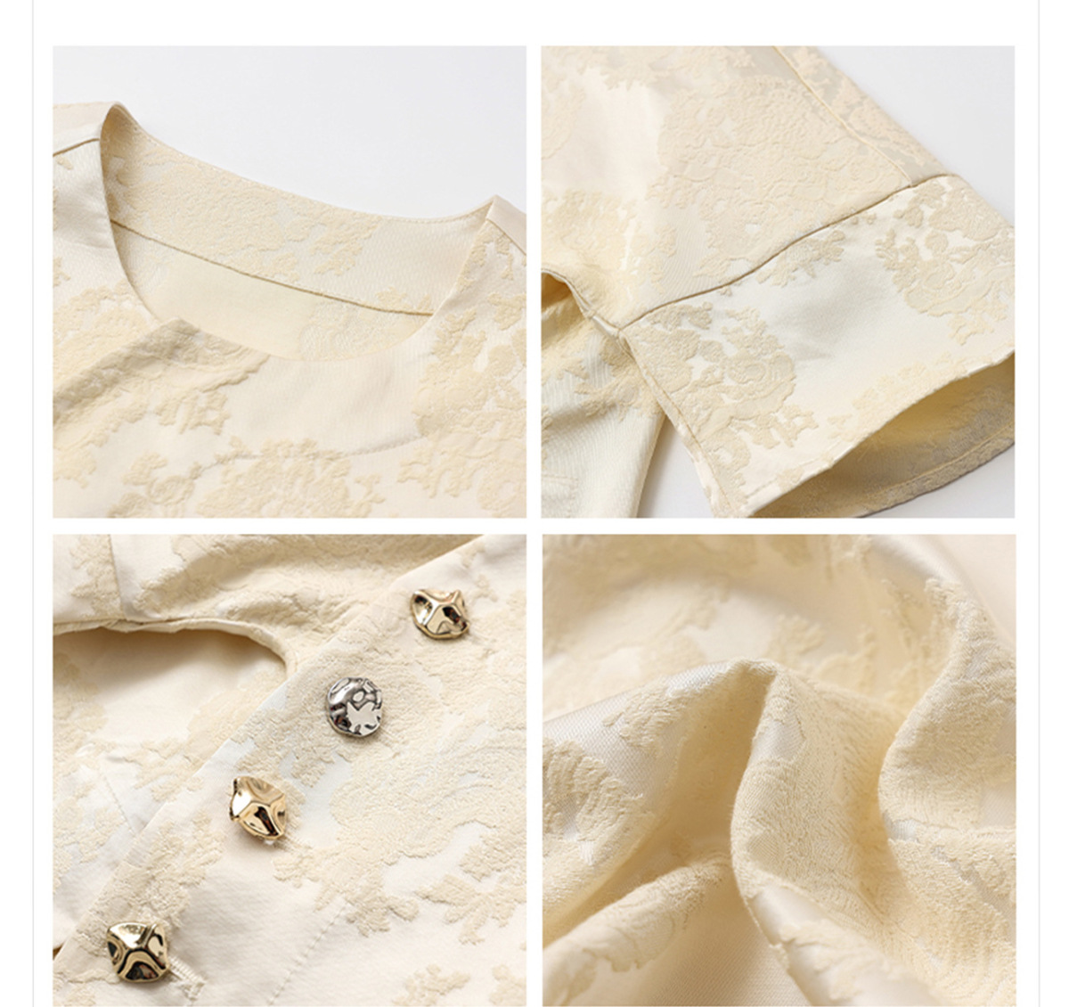Bộ áo và chân váy nữ dài tay dáng rộng họa tiết hoa thêu — Váy Jacquard (giao hàng trong 7 ngày), Váy Jacquard (giao hàng trong ngày), Áo Jacquard (giao hàng trong ngày), Áo thun Jacquard (giao hàng trong 7 ngày)