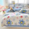 Small Fresh Thickeneded Brushed Four-Piece Dormitory Skin-Friendly Bed Bed Sheets Quilt Cover Washed Cotton Quilt Cover Three-Piece Bedding Set