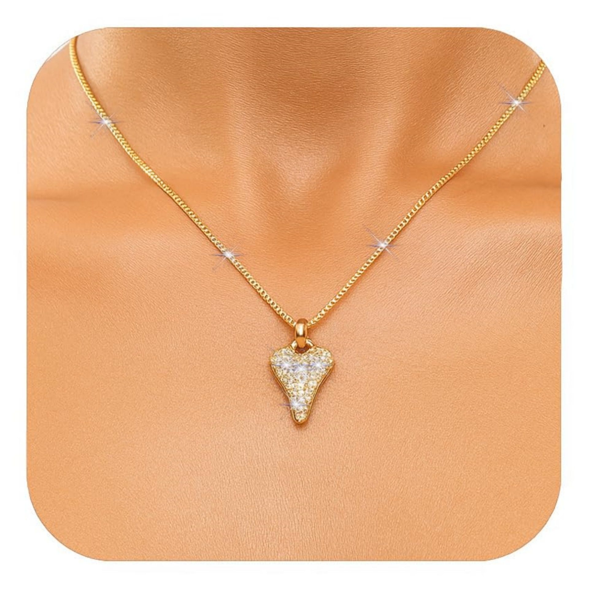 European and American Cross-Border Hot-Selling Brass Real Gold Electroplating Niche Design Heart-Shaped Pendant Fashionable Shiny Simple Necklace