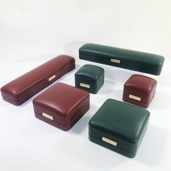 High-Grade Pu Leather Rounded Jewelry Box Metal Brand Bread Ring Pendant Box Gold Jewelry Packaging Box Storage