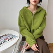 Zipper Hooded Knitted Cardigan for Women 2025 Autumn and Winter New High-End Korean Sweater for Women Thickeneded Top for Outer 
