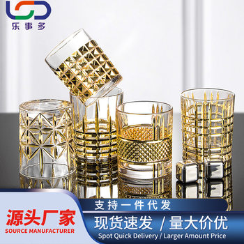 Tuhao Gold Whiskey Glass Hand-painted Colored Glass Creative Painted Water Glass Bar Spirits Glass Foreign Wine Glass