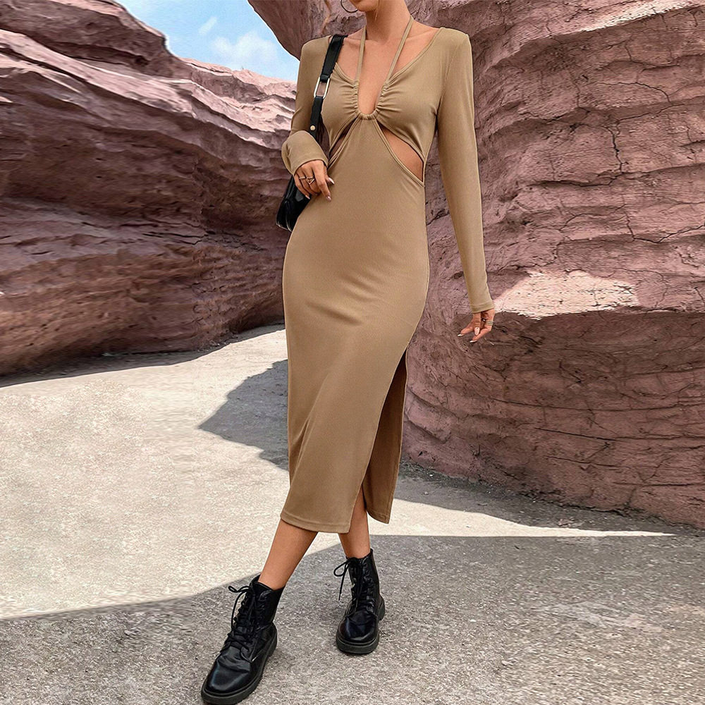 Bodycon Long Sleeve Dress Sexy Hollow Out Design Elegant Spring Summer Fashion for Women Wholesale Available