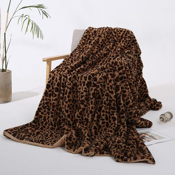New Amazon Hot Leopard Print Blanket Rabbit Velvet Baby Blanket Crystal Velvet Short Plush Nap Sofa Cover Blanket