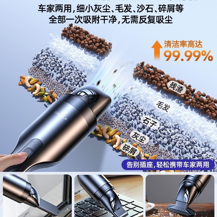 Car Vacuum Cleaner, Car High Suction, Household Dual-Purpose Small Handheld Car Dedicated Wireless Mini Super Powerful Machine