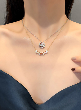 爱心项链钛钢锁骨链女