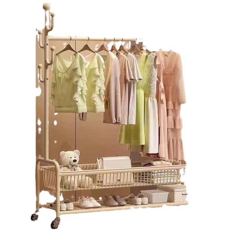 Drying Rack Floor Vertical Movable Thick Bold Drying Rack Indoor Simple Rod Coat Rack Clothes Rack