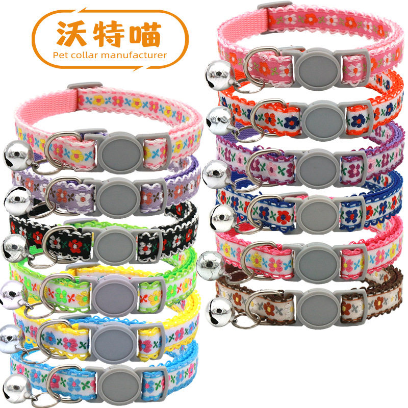 New Original Pet Flower Dog Cat Lace Safety Buckle Bell Daisy Flower Collar Collar