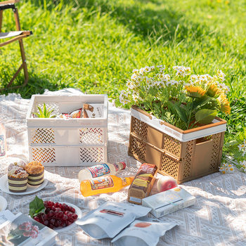 Carefully Selected Foldable Outdoor Fruit Picnic Basket Supermarket Lightweight Portable Folding Storage Large Snack Storage Basket