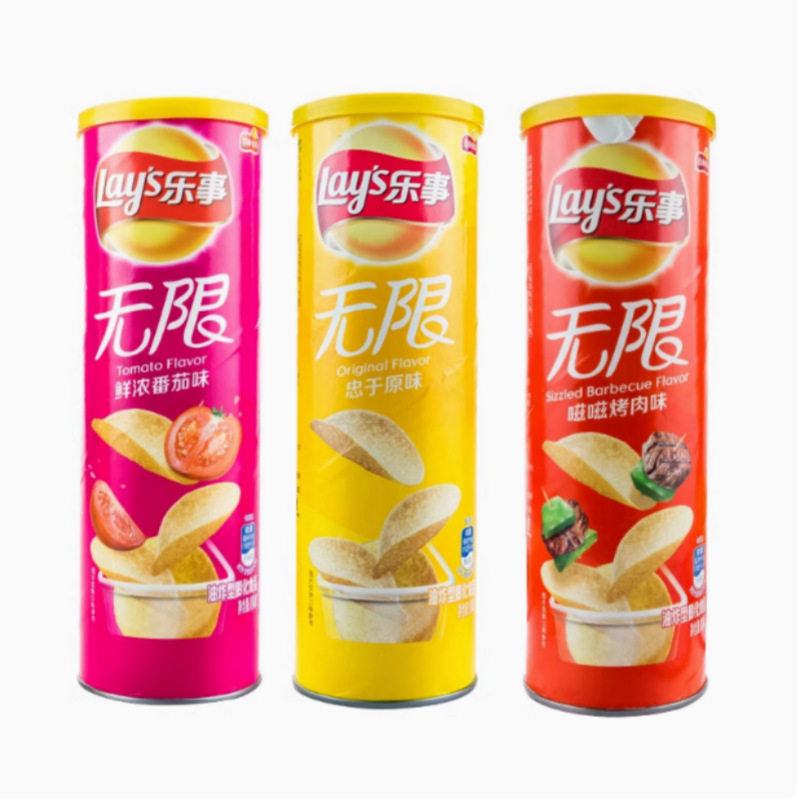 Le. Shi Unlimited Potato Chips 90g Per Can Tomato Cucumber Bbq Original Flavor Casual Puffed Snacks Internet Celebrity Snacks