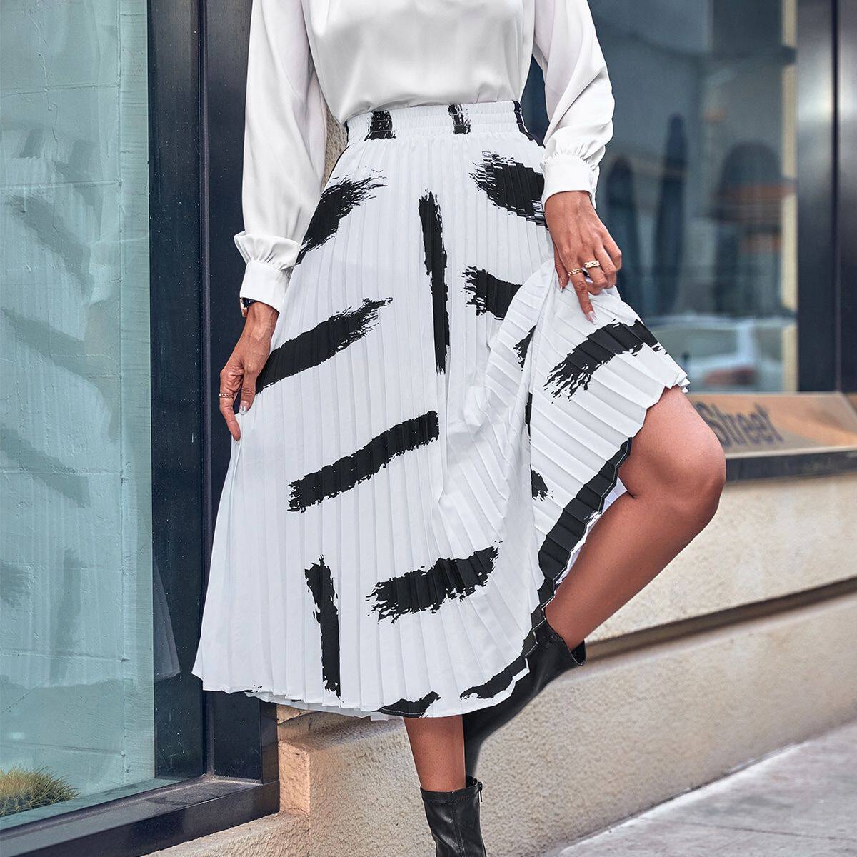 Casual A Line Skirt Irregular Print Trendy Design Womens Fashion Suitable for Daily Wear Wholesale Available