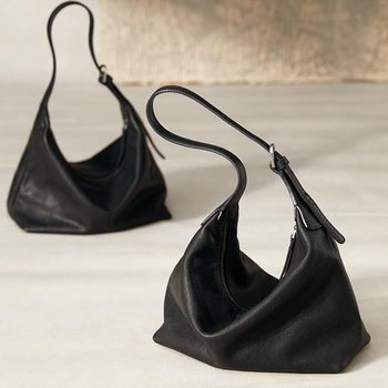 Qiu Zhen Hobo Classic Vegetable-Tanned Cowhide Underarm Bag Versatile Casual Shoulder Crossbody Commuter Bag Genuine Leather Dumpling Bag for Women