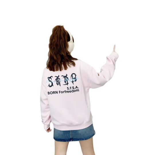 Round Neck Sweatshirt Women's Spring and Autumn Trendy Brand Loose Jacket Versatile Handsome Couple Sweatshirt Loose Slimming Top
