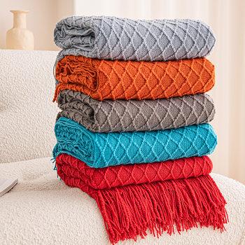 New Diamond knitted blanket bed tail bed cover blanket skin-friendly leisure air conditioning blanket sofa dormitory warm cover blanket