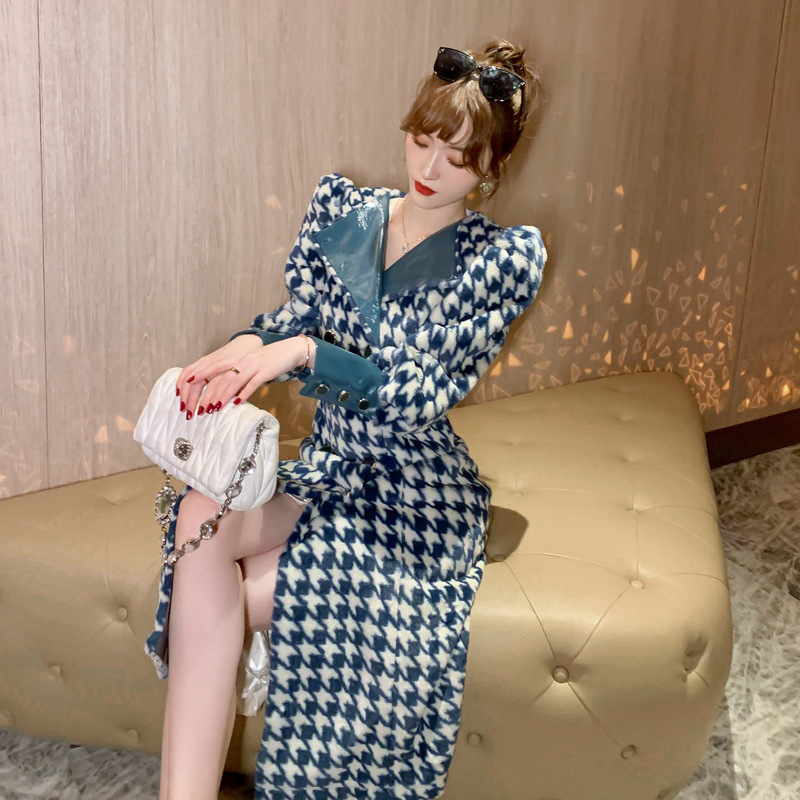 Áo Khoác Nữ Tay Phồng Kẻ Caro Kẻ Caro Hàng Mùa Xuân Thu Đông Phong Cách Âu Mỹ