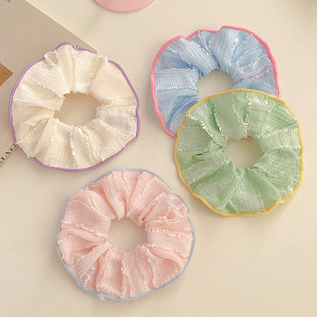 2025 new sweet girl heart color large intestine hair ring Korean fabric head rope ball hair rope hair accessories wholesale
