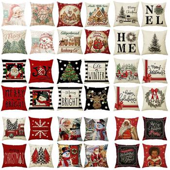 Cross-border New Christmas Pillow Case Linen Printed Home Sofa Cushion Car Headrest Office Pillow Case