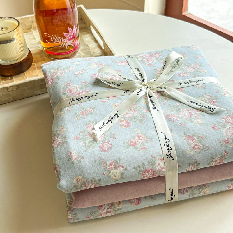 Category a Maternal and Infant Grade 100 Cotton Aerobic Double-Layer Yarn Bed Four-Piece Set Pure Cotton Quilt Cover Bed Sheetss Dormitory Three-Piece Set 4