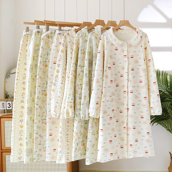 Autumn and winter months clothing autumn postpartum cotton pregnant women pajamas September October 11 air cotton plus size lactation skirt set