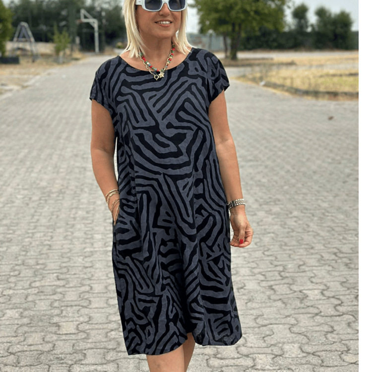 Bohemian Leopard Print Maxi Dress Loose Fit Round Neck Vacation Style Available in Various Colors Wholesale