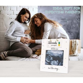 Cross-Border Ultrasonic Wooden Photo Frame with 17 Reversible Wooden Fruit Number Tags for Birth Countdown for Newborns