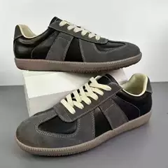 Men's Leather Trainers, Versatile Sports Casual Breathable Soft-Soled Sneakers, Thick-Soled Low-Top Shoes