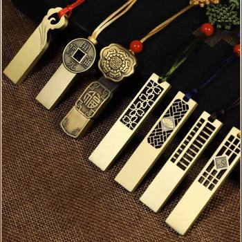 Classical Chinese style metal U disk vintage window flower Ruyi gift USB disk creative bookmark gift antique U disk suit