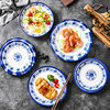 Melamine blue and white round deep plate shallow plate Hotel Hotel commercial imitation porcelain plastic plate stir-fry plate lotus plate