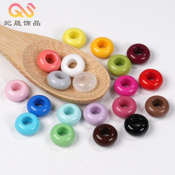 Colorful Large-Hole Abacus Beads DIY Medium-Hole Circle Mobile Phone Chain Bracelet Hanging Ring Hair Rope Kidsren's Toys Jewelry Accessories