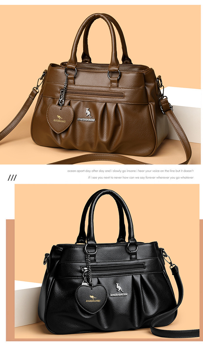 Túi xách nữ trung niên đeo vai đeo chéo đơn giản có quai xách — đen, màu đỏ, nâu