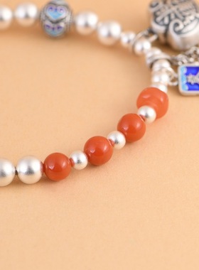 盘缠手串足银手工简约百搭