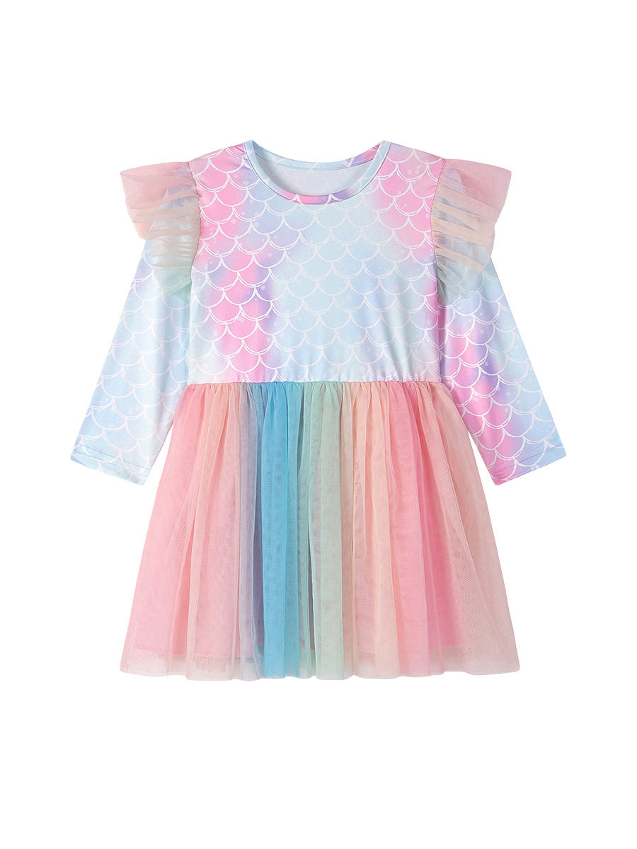 Style Fashion Girls' Dress, Autumn Mesh Kids' Dress, Cute Baby Dress