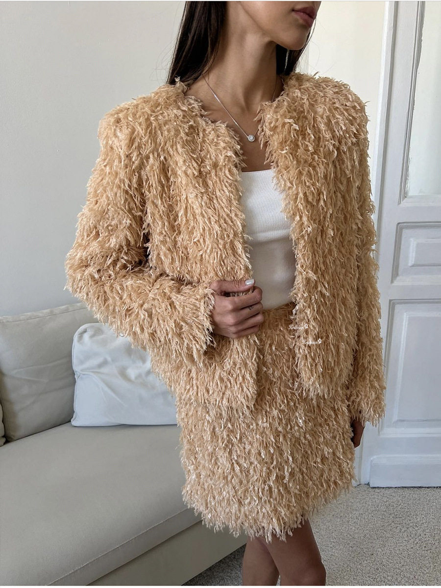 Fringe Jacket Set for Women Elegant Short Top and Skirt Autumn Winter Fashion Wholesale Available