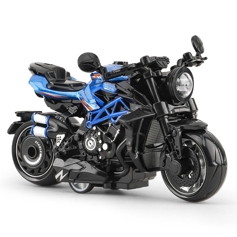 跨境代发儿童玩具男孩宝宝仿真合金摩托车摆件钥匙扣模型玩具车子