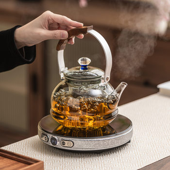 High Temperature Resistant Glass Tea Maker Large Capacity Steaming and Cooking Integrated Electric Ceramic Stove 2025 New Tea Set Set for Home Use