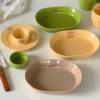 Korean Style Ceramic Tableware Household Dishes and Dish Ins High Color Value Salad Plate Internet Popular Breakfast Plate Cake Dessert Plate