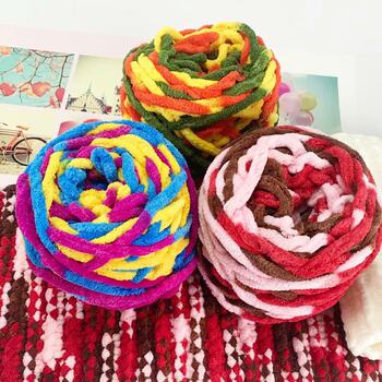 0.1kg Ice Strip 7mm Ice Strip Chenille Single Strand Thick Yarn Ball Knitting Crochet Blanket Crochet Slippers Scarf Hat Yarn