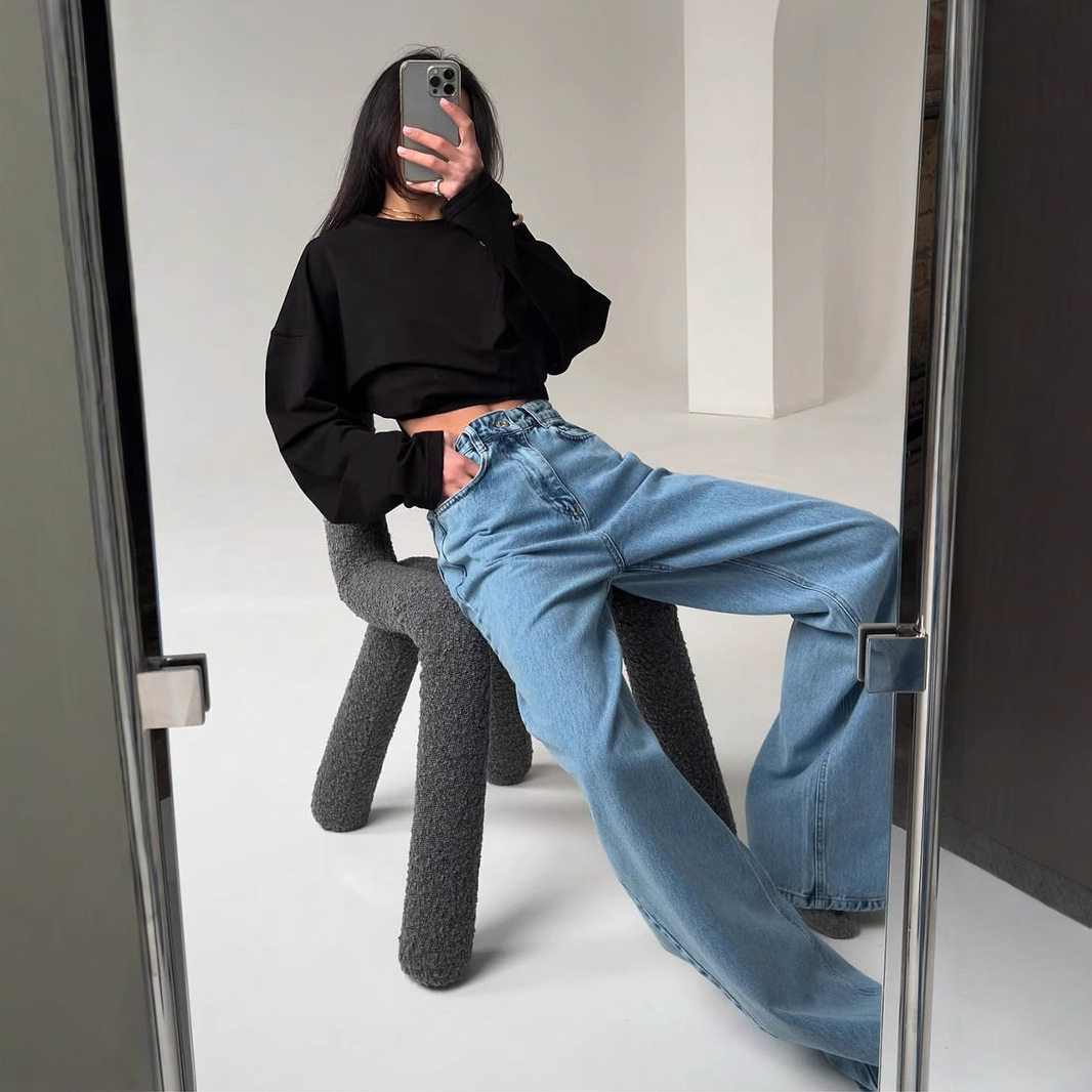 Womens Loose Fit Long Sleeve T Shirt Solid Color Round Neck 100 Cotton Spring Casual Wear Wholesale Available