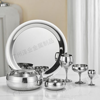Cross-border Foreign Trade 304 Stainless Steel Goblet Martini Cup Dessert Cup Phnom Penh Tray Wine Cup suit Series