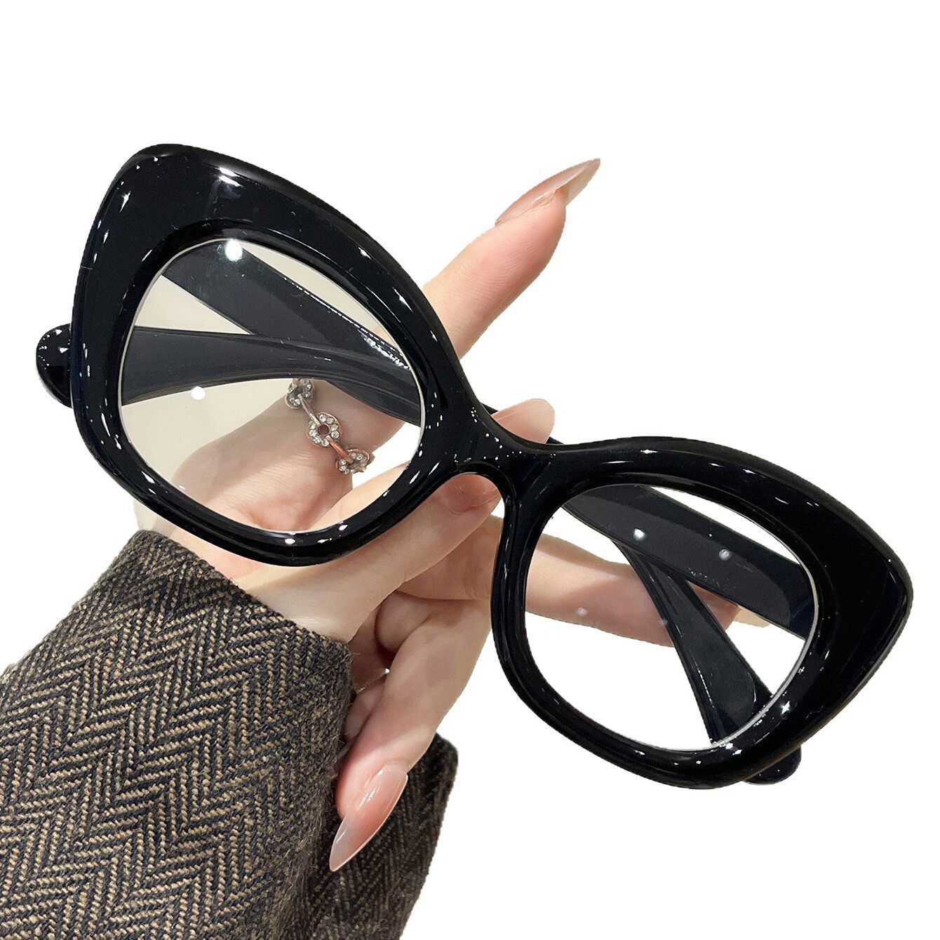 Retro Leopard Print Butterfly Frame Glasses 2025 New High-End Cat-Eye Flat Mirror Cross-Border Internet Celebrity Fashion Glasses Frame