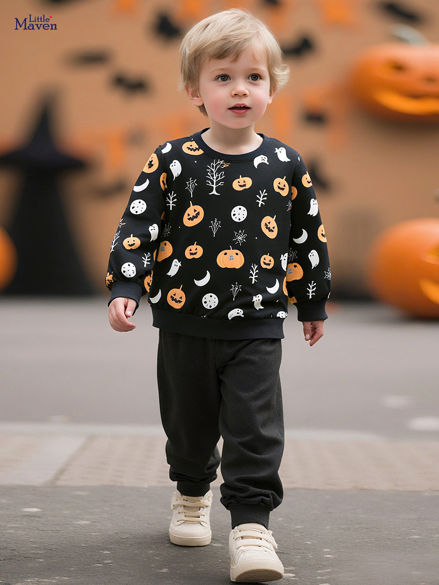 Boys' Autumn Set, Halloween Kids' Outfit, Stylish Baby Fall Wear