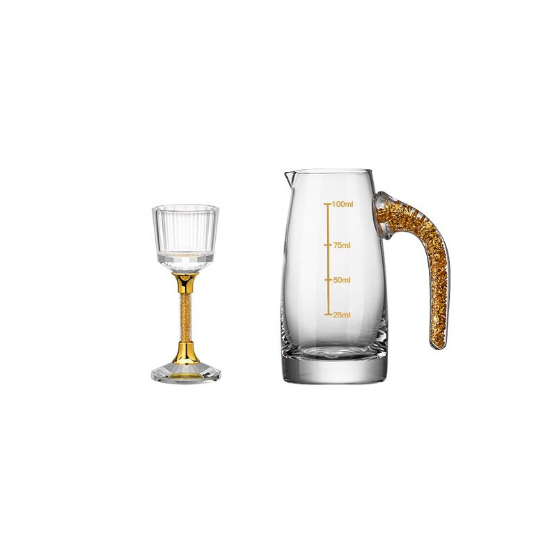 Gold Foil Crystal White Wine Cup, Single-Shot Cup, Household Light Luxury Wine Cup, 0.05kg White Wine Dispensers, Wine Cup Set, Chinese Style