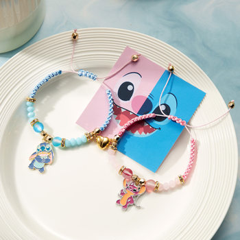 Cross-border New Love Magnetic Bracelet Red and Blue Rope Cartoon Stitch Woven Bracelet Stitch Couple's suit