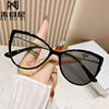 Glasses Frame European and American Explosions TR90 Anti-blue Light Flat Mirror Fashion Fashion Personalized Cat's Eye Plain All-match Color-changing Mirror