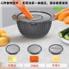 Cross-border Stainless Steel Draining Basket Household Kitchen Multifunctional Double-layer Rotating Shredded Fruit Washing Basket Filter Basin