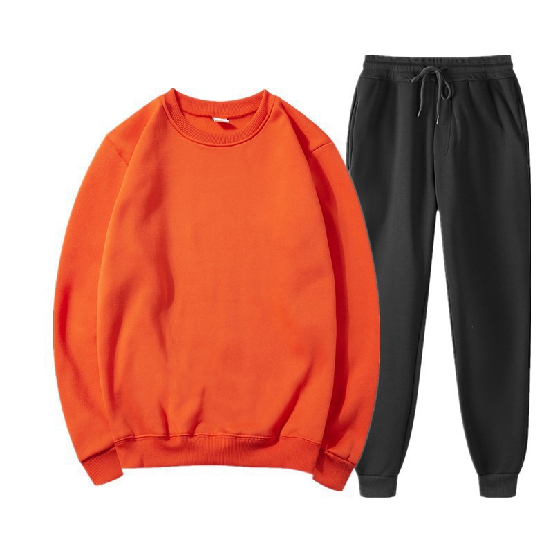 厂家直销2023欧美外贸男士运动时尚休闲冬季印花圆领卫衣长裤套装