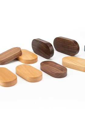 椭圆形北美黑胡桃木车载DIY实木底座木制展示架木托玩偶桌面摆件